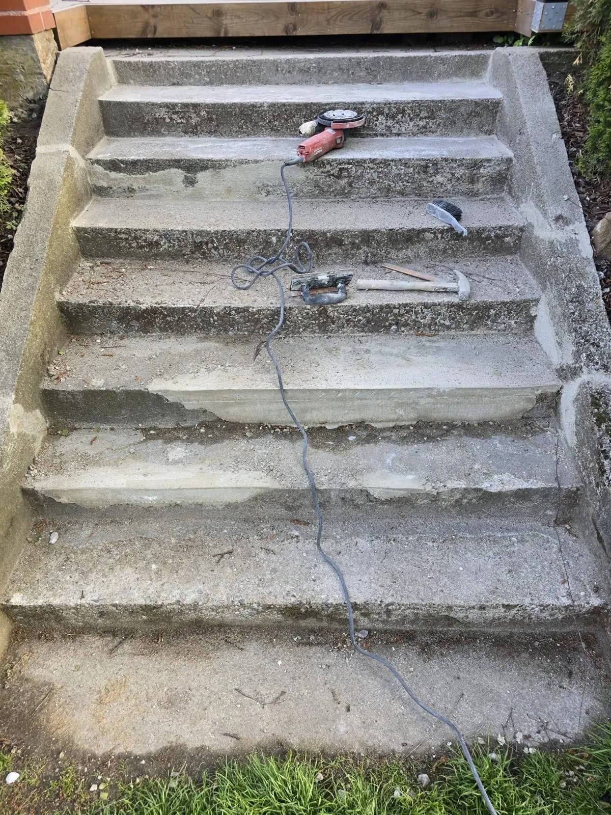 Betongtrappa, underarbete med form