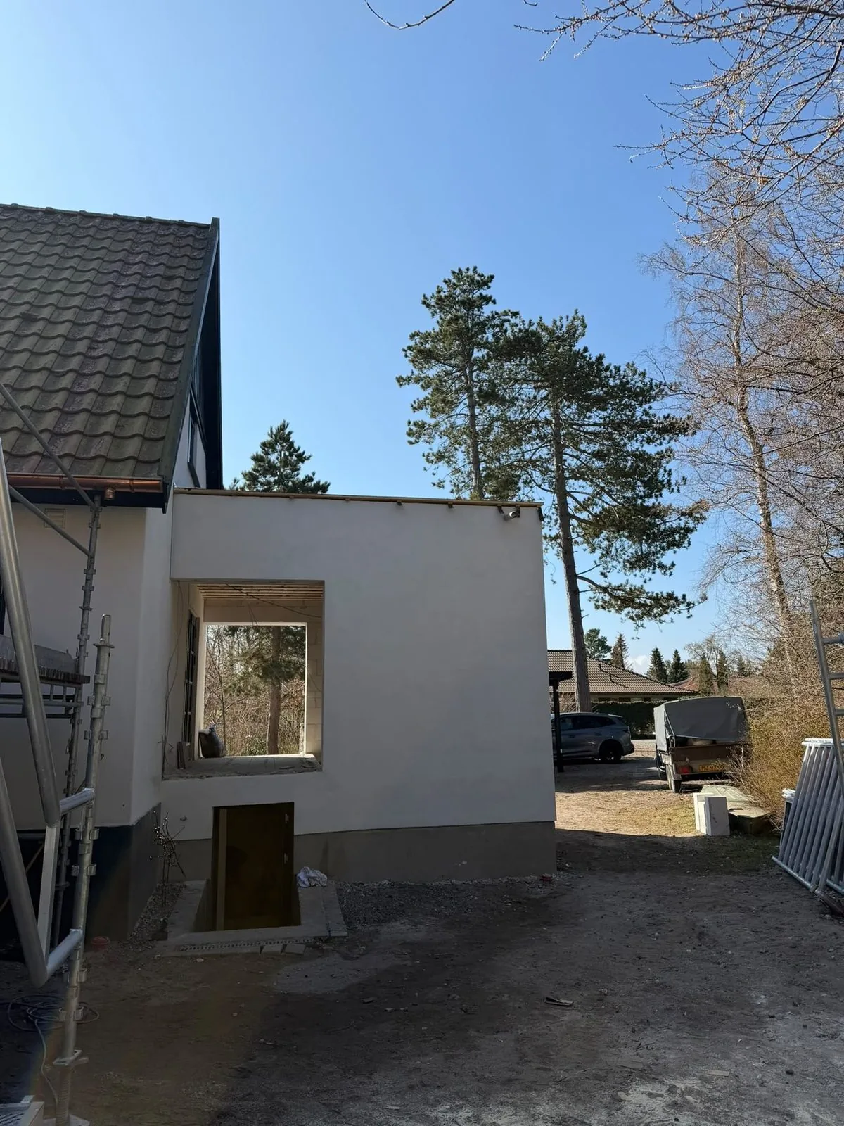 Fasadputs pågår